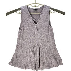 Express Tank Top Size M Dusty Pink Purple Strappy Front Sleeveless Peplum Flowy